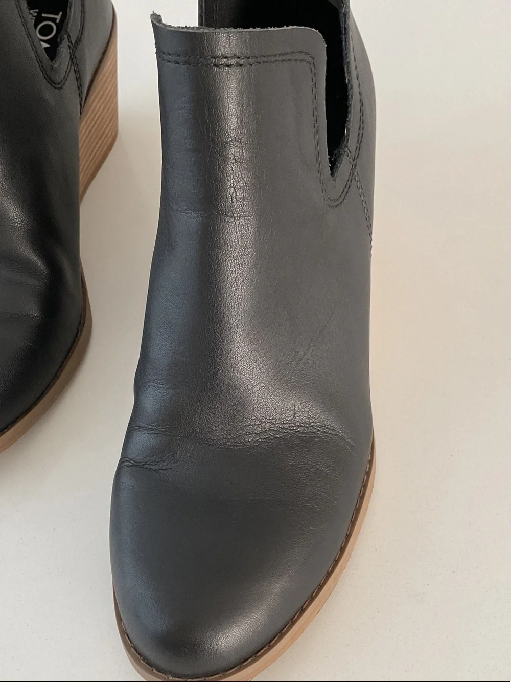 TOMS Wedge Ankle Booties - Black Leather